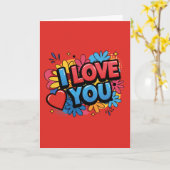 I Love You Pop Art Design Card Karte (Gelbe Blume)