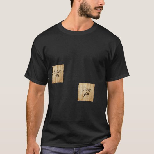 "I Love You" Post-it Notes Minimalist Black T-Shir T-Shirt (Vorderseite)