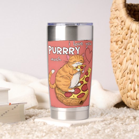 I Love You Purrry Much Funny Cat Lover Gift Thermobecher (Wohnzimmer (gedreht))