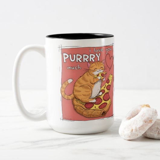 I Love You Purrry Much Funny Cat Lover Gift Zweifarbige Tasse (Mit Donut)