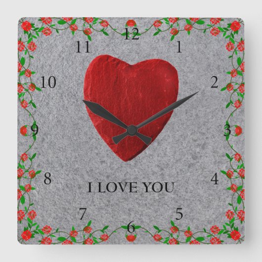 I love you quadratische wanduhr (Vorderseite)
