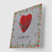 I love you quadratische wanduhr (Winkel)