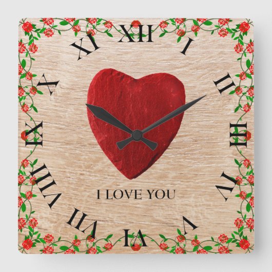 I love you quadratische wanduhr (Vorderseite)