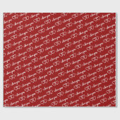 I love you Red White Heart Pattern Typography Geschenkpapier (Flach)