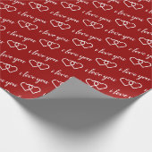 I love you Red White Heart Pattern Typography Geschenkpapier (Ecke)