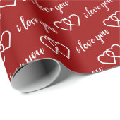I love you Red White Heart Pattern Typography Geschenkpapier (Rolleneckpunkt)