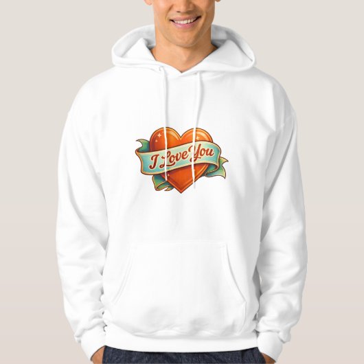 I Love You Retro Heart Hoodie (Vorderseite)