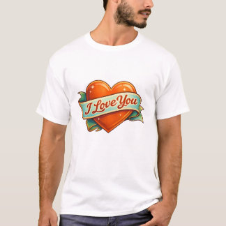 I Love You Retro Heart T-Shirt