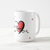 I Love You Romantic Heart Art Kaffeetasse (VorderseiteRechts)