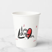 I Love You Romantic Heart Art Pappbecher (Rückseite)