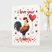 I Love You Rooster Card Karte (Gelbe Blume)