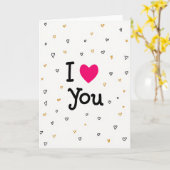 I Love You Scattered Hearts Card Karte (Gelbe Blume)