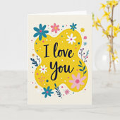 I Love You Simple Flower Card Karte (Gelbe Blume)