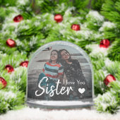 I Love you Sister Heart Script Photo Keepsake Schneekugeln (Weihnachten)