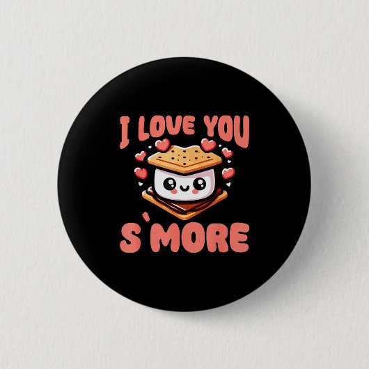 I Love You S'more Kawaii Marshmallow Button (Vorderseite)