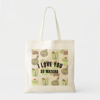 "I Love You So Matcha" Ästhetik-Canvas-Tasche - Tragetasche