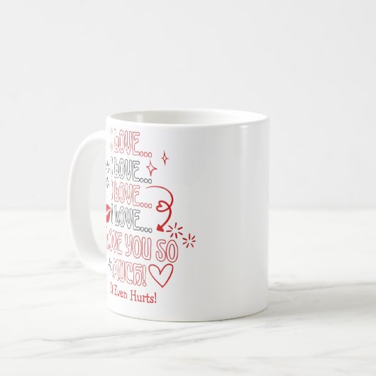 I Love You So Much Note Romantic Valentines Kaffeetasse (Vorderseite Links)