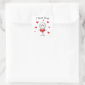 I Love You Stick Figure Cute Hearts Quadratischer Aufkleber (Tasche)
