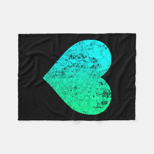 I Love You Teal Heart Distressed Valentine's Day  Fleecedecke (Vorderseite (Horizontal))