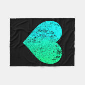I Love You Teal Heart Distressed Valentines Day Fleecedecke (Vorderseite (Horizontal))