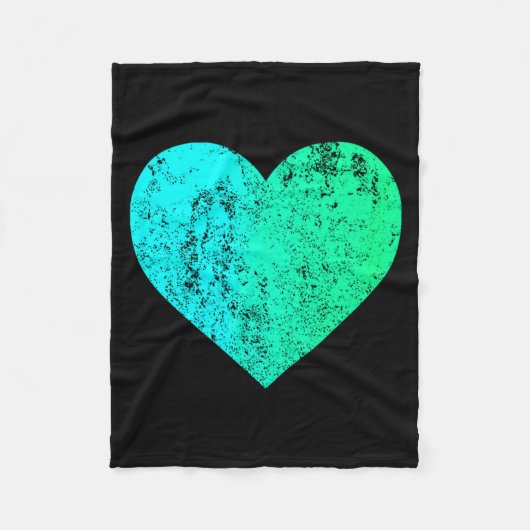 I Love You Teal Heart Distressed Valentines Day Fleecedecke (Vorderseite)