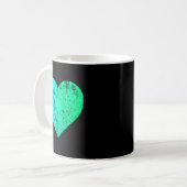 I Love You Teal Heart Distressed Valentines Day Kaffeetasse (Vorderseite Links)