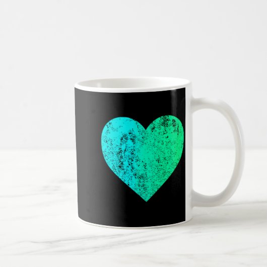 I Love You Teal Heart Distressed Valentines Day Kaffeetasse (Rechts)