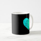 I Love You Teal Heart Distressed Valentine's Day  Kaffeetasse (VorderseiteRechts)
