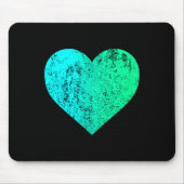 I Love You Teal Heart Distressed Valentine's Day Mousepad (Vorne)