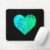 I Love You Teal Heart Distressed Valentines Day  Mousepad (Mit Mouse)
