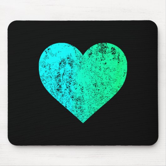 I Love You Teal Heart Distressed Valentines Day  Mousepad (Vorne)
