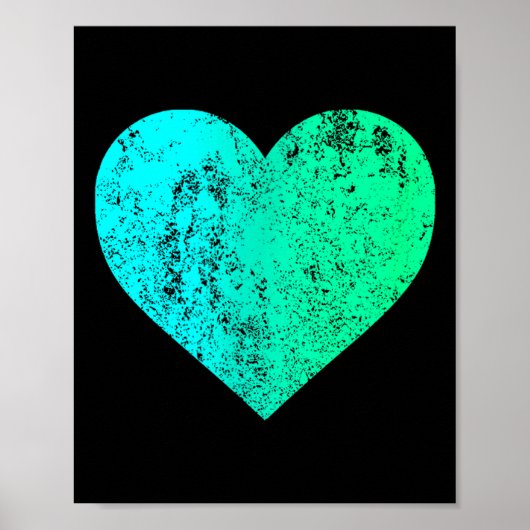 I Love You Teal Heart Distressed Valentine's Day Poster (Vorne)