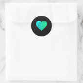 I Love You Teal Heart Distressed Valentine's Day  Runder Aufkleber (Tasche)