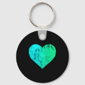 I Love You Teal Heart Distressed Valentines Day  Schlüsselanhänger (Vorderseite)