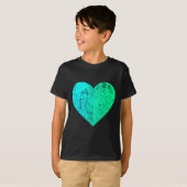 I Love You Teal Heart Distressed Valentine's Day T-Shirt (Vorne ganz)