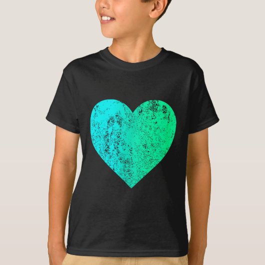 I Love You Teal Heart Distressed Valentine's Day T-Shirt (Vorderseite)