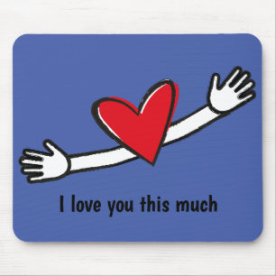 I Love You This Much Red Heart   Mousepad