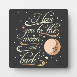 I Love You To The Moon And Back Black Fotoplatte