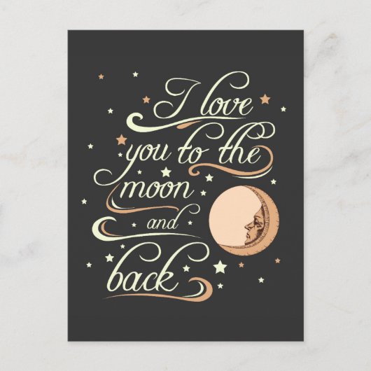 I Love You to The Moon and Back Black Postkarte (Vorderseite)