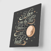 I Love You to The Moon and Back Black Quadratische Wanduhr (Winkel)