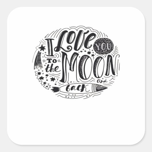 I Love You To The Moon And Back Classic Minimal De Quadratischer Aufkleber (Vorderseite)