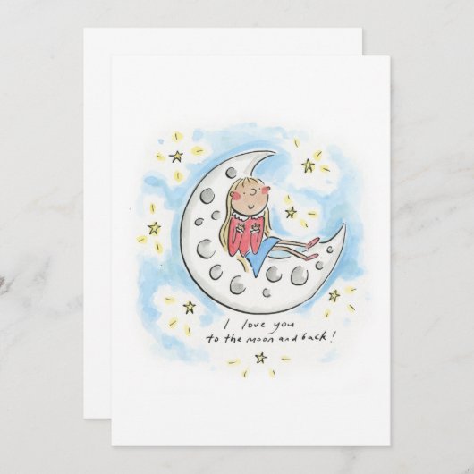 I love you to the moon and back einladung (Vorne/Hinten)