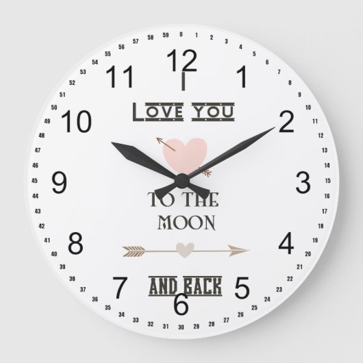 I love you to the moon and back große wanduhr (Vorderseite)