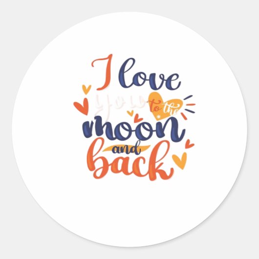 I Love You To The Moon And Back Modern Romantic De Runder Aufkleber (Vorderseite)