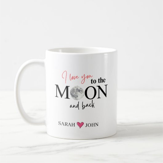 I Love You to the Moon and Back Personalized Kaffeetasse (Links)