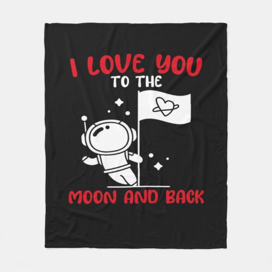 I Love You To The Moon And Back Playful Valentine Fleecedecke (Vorderseite)