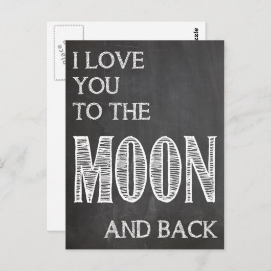 I love you to the moon and back postcard postkarte (Vorne/Hinten)