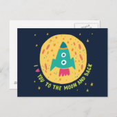 I Love You to The Moon and back Rocketship Postkarte (Vorne/Hinten)