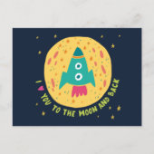 I Love You to The Moon and back Rocketship Postkarte (Vorderseite)