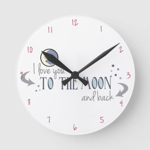 I Love You to the Moon and Back Runde Wanduhr